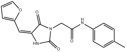 2-[4-(2-furylmethylene)-2,5-dioxoimidazolidin-1-yl]-N-(4-methylphenyl)acetamide 化学構造式