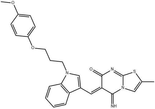 5-imino-6-({1-[3-(4-methoxyphenoxy)propyl]-1H-indol-3-yl}methylene)-2-methyl-5,6-dihydro-7H-[1,3]thiazolo[3,2-a]pyrimidin-7-one Structure