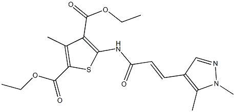 diethyl 5-{[3-(1,5-dimethyl-1H-pyrazol-4-yl)acryloyl]amino}-3-methyl-2,4-thiophenedicarboxylate 结构式