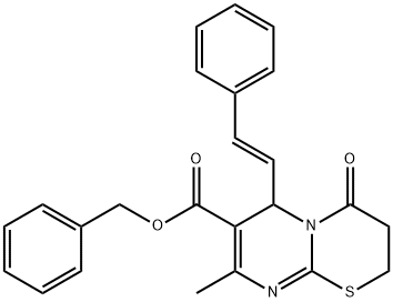 benzyl 8-methyl-4-oxo-6-(2-phenylvinyl)-3,4-dihydro-2H,6H-pyrimido[2,1-b][1,3]thiazine-7-carboxylate 结构式