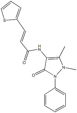 N-(1,5-dimethyl-3-oxo-2-phenyl-2,3-dihydro-1H-pyrazol-4-yl)-3-(2-thienyl)acrylamide 化学構造式