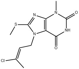 7-(3-chloro-2-butenyl)-3-methyl-8-(methylsulfanyl)-3,7-dihydro-1H-purine-2,6-dione Structure