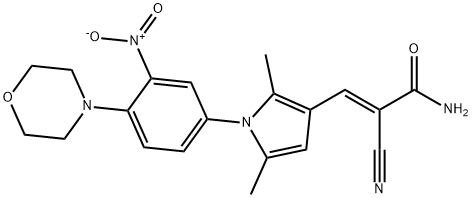 2-cyano-3-{1-[3-nitro-4-(4-morpholinyl)phenyl]-2,5-dimethyl-1H-pyrrol-3-yl}acrylamide Struktur