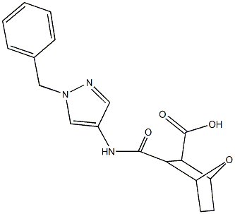 3-{[(1-benzyl-1H-pyrazol-4-yl)amino]carbonyl}-7-oxabicyclo[2.2.1]heptane-2-carboxylic acid 化学構造式