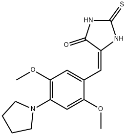 5-[2,5-dimethoxy-4-(1-pyrrolidinyl)benzylidene]-2-thioxo-4-imidazolidinone Structure