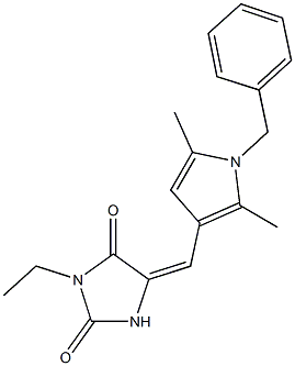 5-[(1-benzyl-2,5-dimethyl-1H-pyrrol-3-yl)methylene]-3-ethyl-2,4-imidazolidinedione Structure