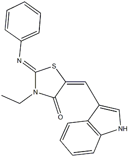 3-ethyl-5-(1H-indol-3-ylmethylene)-2-(phenylimino)-1,3-thiazolidin-4-one Struktur