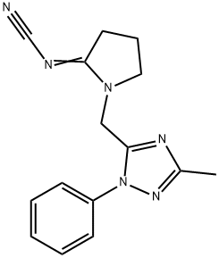 1-[(3-methyl-1-phenyl-1H-1,2,4-triazol-5-yl)methyl]-2-pyrrolidinylidenecyanamide Struktur