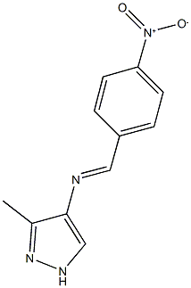 4-({4-nitrobenzylidene}amino)-3-methyl-1H-pyrazole 化学構造式