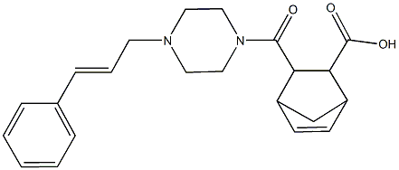 3-[(4-cinnamyl-1-piperazinyl)carbonyl]bicyclo[2.2.1]hept-5-ene-2-carboxylic acid Structure