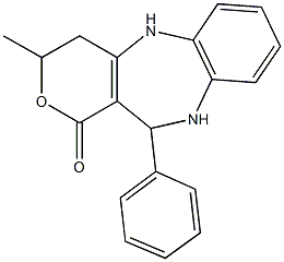 3-methyl-11-phenyl-4,5,10,11-tetrahydropyrano[4,3-b][1,5]benzodiazepin-1(3H)-one Struktur