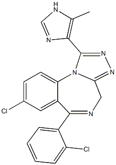 8-chloro-6-(2-chlorophenyl)-1-(5-methyl-1H-imidazol-4-yl)-4H-[1,2,4]triazolo[4,3-a][1,4]benzodiazepine 结构式