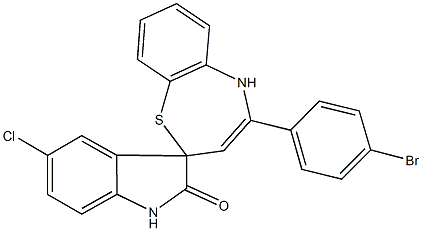 4-(4-bromophenyl)-5'-chloro-1',2,3',5-tetrahydrospiro([1,5]benzothiazepine-2,3'-[2'H]-indole)-2'-one 化学構造式