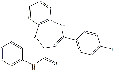 4-(4-fluorophenyl)-1',2,3',5-tetrahydrospiro([1,5]benzothiazepine-2,3'-[2'H]-indole)-2'-one Structure