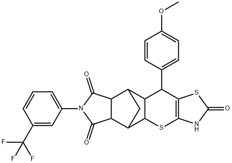 9-(4-methoxyphenyl)-14-[3-(trifluoromethyl)phenyl]-3,7-dithia-5,14-diazapentacyclo[9.5.1.0~2,10~.0~4,8~.0~12,16~]heptadec-4(8)-ene-6,13,15-trione Structure