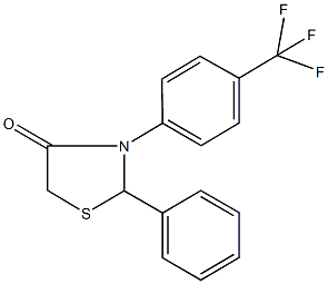 2-phenyl-3-[4-(trifluoromethyl)phenyl]-1,3-thiazolidin-4-one Struktur