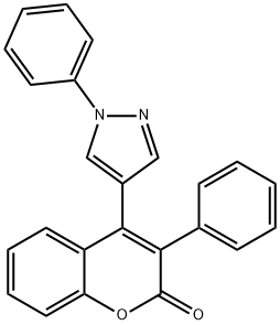 3-phenyl-4-(1-phenyl-1H-pyrazol-4-yl)-2H-chromen-2-one Struktur