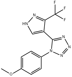 1-(4-methoxyphenyl)-5-[5-(trifluoromethyl)-1H-pyrazol-4-yl]-1H-tetraazole,1187066-08-5,结构式