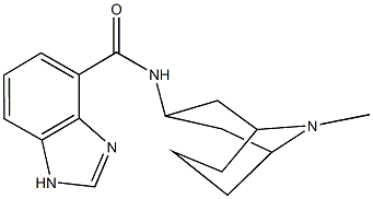 N-(9-methyl-9-azabicyclo[3.3.1]non-3-yl)-1H-benzimidazole-4-carboxamide 化学構造式