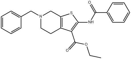 ethyl 2-(benzoylamino)-6-benzyl-4,5,6,7-tetrahydrothieno[2,3-c]pyridine-3-carboxylate 化学構造式