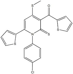 [1-(4-chlorophenyl)-4-(methylsulfanyl)-6-(2-thienyl)-2-thioxo-1,2-dihydro-3-pyridinyl](2-thienyl)methanone 结构式