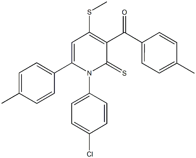 [1-(4-chlorophenyl)-6-(4-methylphenyl)-4-(methylsulfanyl)-2-thioxo-1,2-dihydro-3-pyridinyl](4-methylphenyl)methanone Structure