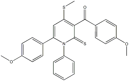 (4-methoxyphenyl)[6-(4-methoxyphenyl)-4-(methylsulfanyl)-1-phenyl-2-thioxo-1,2-dihydro-3-pyridinyl]methanone Structure