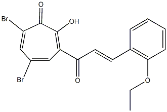 5,7-dibromo-3-[3-(2-ethoxyphenyl)acryloyl]-2-hydroxy-2,4,6-cycloheptatrien-1-one 化学構造式