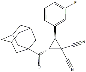 2-(1-adamantylcarbonyl)-3-(3-fluorophenyl)-1,1-cyclopropanedicarbonitrile Struktur