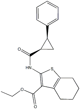 ethyl 2-{[(2-phenylcyclopropyl)carbonyl]amino}-4,5,6,7-tetrahydro-1-benzothiophene-3-carboxylate 结构式