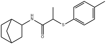 N-bicyclo[2.2.1]hept-2-yl-2-[(4-methylphenyl)sulfanyl]propanamide Structure