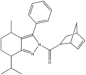 2-(bicyclo[2.2.1]hept-5-en-2-ylcarbonyl)-7-isopropyl-4-methyl-3-phenyl-4,5,6,7-tetrahydro-2H-indazole 结构式