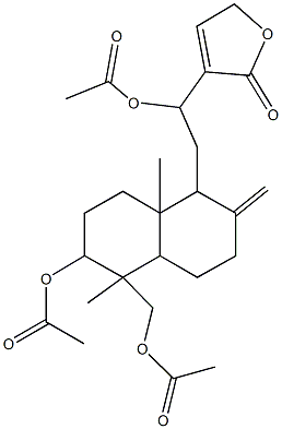 2-{6-(acetyloxy)-5-[(acetyloxy)methyl]-5,8a-dimethyl-2-methylenedecahydro-1-naphthalenyl}-1-(2-oxo-2,5-dihydro-3-furanyl)ethyl acetate Structure