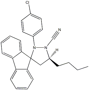 3'-butyl-1'-(4-chlorophenyl)-2'-cyanospiro[9H-fluorene-9,5'-pyrazolidine] 化学構造式