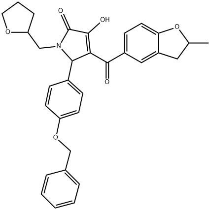 5-[4-(benzyloxy)phenyl]-3-hydroxy-4-[(2-methyl-2,3-dihydro-1-benzofuran-5-yl)carbonyl]-1-(tetrahydro-2-furanylmethyl)-1,5-dihydro-2H-pyrrol-2-one Structure