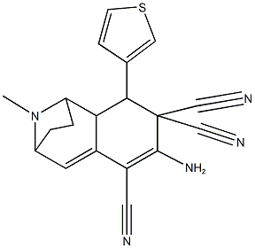 5-amino-12-methyl-3-(3-thienyl)-12-azatricyclo[7.2.1.0~2,7~]dodeca-5,7-diene-4,4,6-tricarbonitrile Struktur