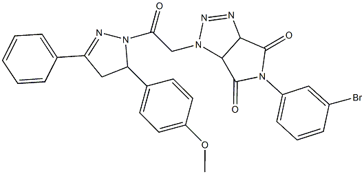 5-(3-bromophenyl)-1-{2-[5-(4-methoxyphenyl)-3-phenyl-4,5-dihydro-1H-pyrazol-1-yl]-2-oxoethyl}-3a,6a-dihydropyrrolo[3,4-d][1,2,3]triazole-4,6(1H,5H)-dione,1212279-03-2,结构式