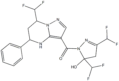 3,5-bis(difluoromethyl)-1-{[7-(difluoromethyl)-5-phenyl-4,5,6,7-tetrahydropyrazolo[1,5-a]pyrimidin-3-yl]carbonyl}-4,5-dihydro-1H-pyrazol-5-ol|