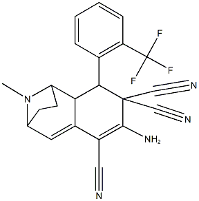 5-amino-12-methyl-3-[2-(trifluoromethyl)phenyl]-12-azatricyclo[7.2.1.0~2,7~]dodeca-5,7-diene-4,4,6-tricarbonitrile Structure