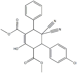dimethyl 4-(4-chlorophenyl)-5,5-dicyano-2-hydroxy-6-phenyl-1-cyclohexene-1,3-dicarboxylate 化学構造式