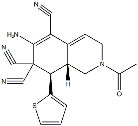 2-acetyl-6-amino-8-(2-thienyl)-2,3,8,8a-tetrahydro-5,7,7(1H)-isoquinolinetricarbonitrile Structure