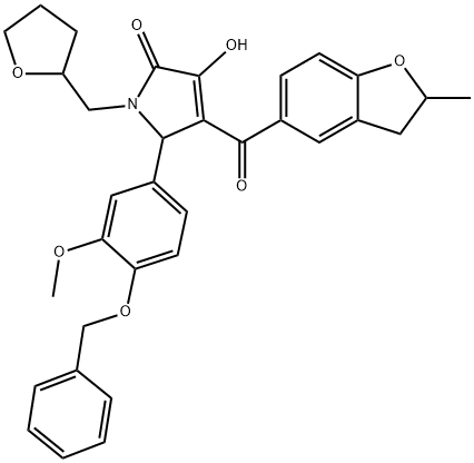 1212391-34-8 5-[4-(benzyloxy)-3-methoxyphenyl]-3-hydroxy-4-[(2-methyl-2,3-dihydro-1-benzofuran-5-yl)carbonyl]-1-(tetrahydro-2-furanylmethyl)-1,5-dihydro-2H-pyrrol-2-one