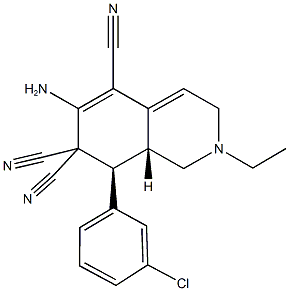 6-amino-8-(3-chlorophenyl)-2-ethyl-2,3,8,8a-tetrahydro-5,7,7(1H)-isoquinolinetricarbonitrile 结构式