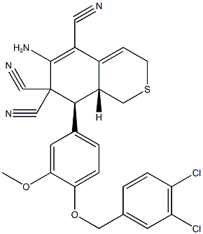 1212400-62-8 6-amino-8-{4-[(3,4-dichlorobenzyl)oxy]-3-methoxyphenyl}-8,8a-dihydro-1H-isothiochromene-5,7,7(3H)-tricarbonitrile