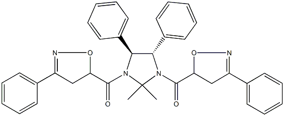5-({2,2-dimethyl-4,5-diphenyl-3-[(3-phenyl-4,5-dihydro-5-isoxazolyl)carbonyl]-1-imidazolidinyl}carbonyl)-3-phenyl-4,5-dihydroisoxazole 化学構造式