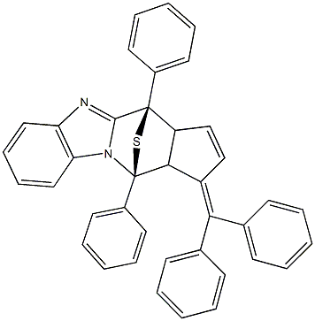 (1S,11R)-15-(diphenylmethylene)-1,11-diphenyl-17-thia-2,9-diazapentacyclo[9.5.1.0~2,10~.0~3,8~.0~12,16~]heptadeca-3,5,7,9,13-pentaene 化学構造式