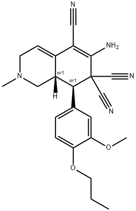 6-amino-8-(3-methoxy-4-propoxyphenyl)-2-methyl-2,3,8,8a-tetrahydroisoquinoline-5,7,7(1H)-tricarbonitrile,1212476-21-5,结构式