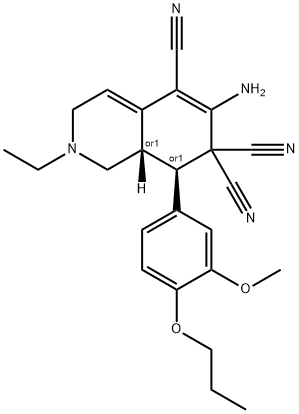 6-amino-2-ethyl-8-(3-methoxy-4-propoxyphenyl)-2,3,8,8a-tetrahydroisoquinoline-5,7,7(1H)-tricarbonitrile Structure