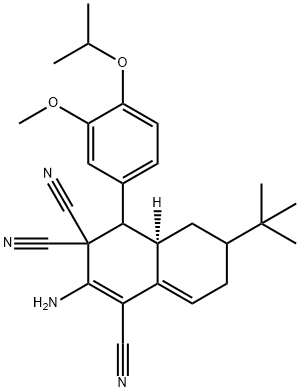 2-amino-6-tert-butyl-4-(4-isopropoxy-3-methoxyphenyl)-4a,5,6,7-tetrahydro-1,3,3(4H)-naphthalenetricarbonitrile,1212487-80-3,结构式