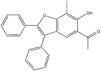 1-(6-hydroxy-7-methyl-2,3-diphenyl-1-benzofuran-5-yl)ethanone 化学構造式